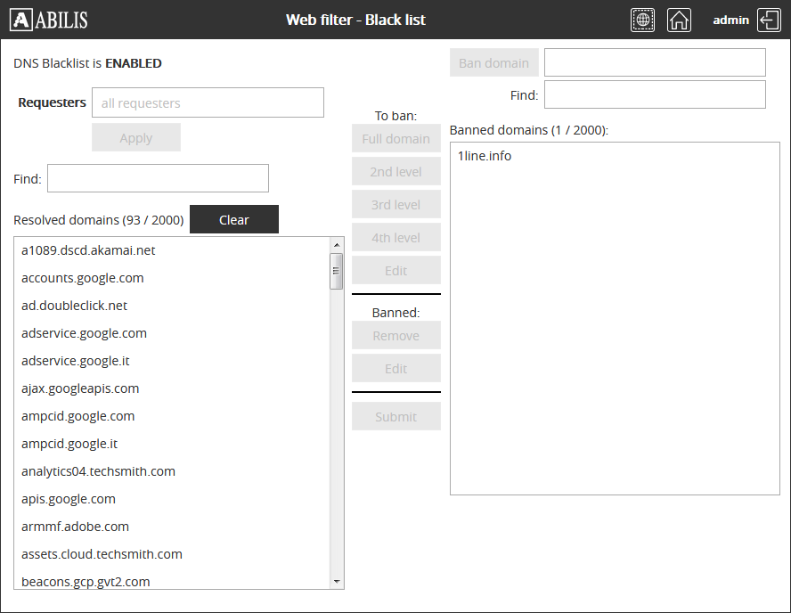 DNS Blacklist web interface 1