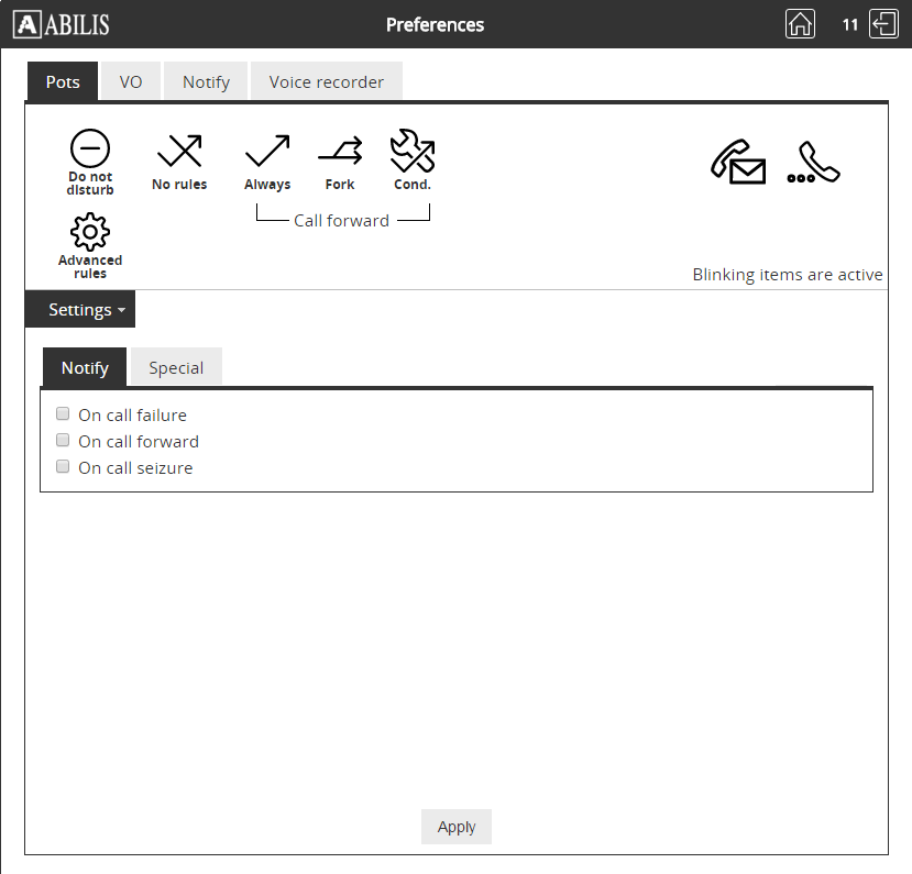 Notify for POTS interface