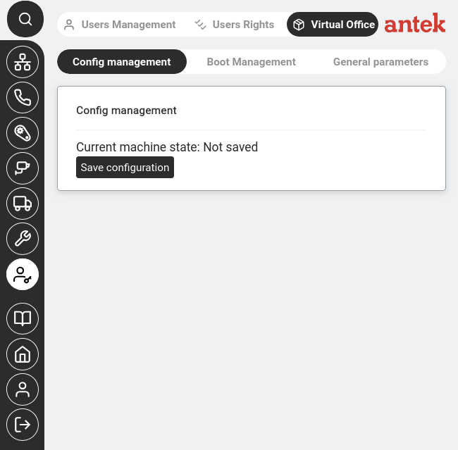 Config management — current machine state: Not saved.