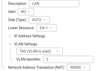 VLAN Settings expanded showing TAG mode and VLAN Identifier.