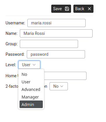 Add user form.