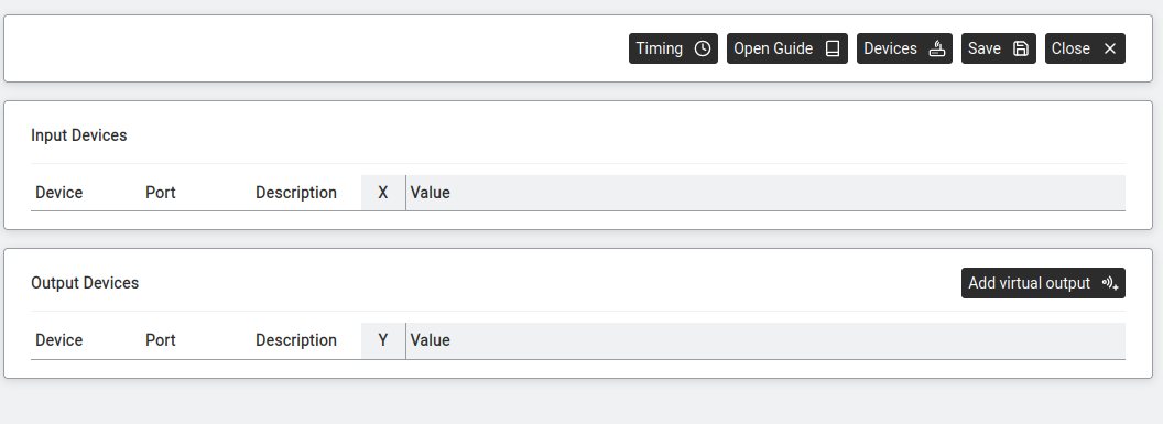 New loop — empty Input and Output devices.
