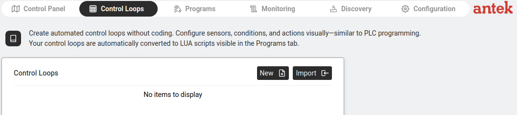 Control Loops tab.