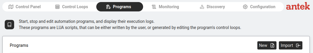 Programs tab.