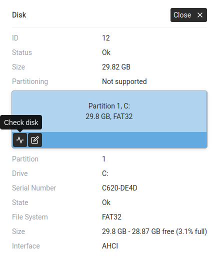 Disk detail — partition info.