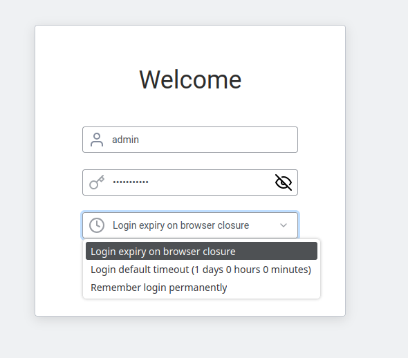 The Abilis login page — enter username, password, and choose session duration.